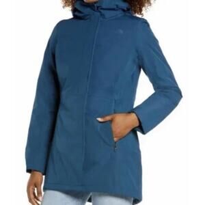 New THE NORTH FACE Ancha Hooded Waterproof Parka Jacket In Monterey Blue Sz L